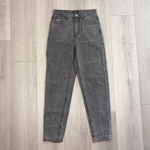 Pretty Little Thing Womens Grey High Waist Mom Jeans 90s Style Size 4